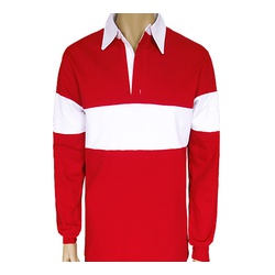 Mens Long Sleeve Fleece Rugby Polo